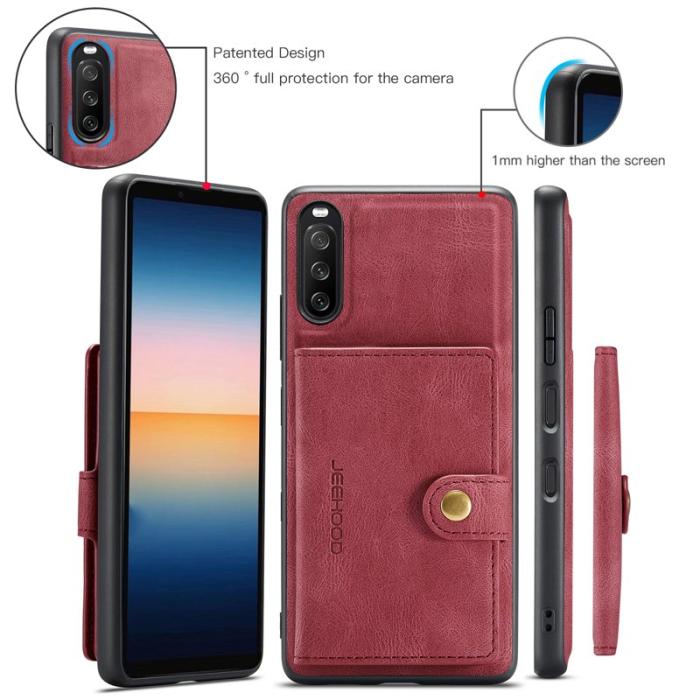 JEEHOOD - JEEHOOD Mobilskal till Sony Xperia 10 III 2-i-1 med Magnetlås Röd