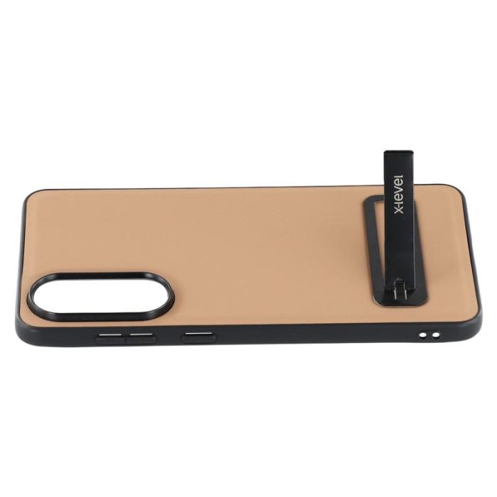 X-Level - X-LEVEL Mobilskal till Galaxy S25 Edge Läder Coated PC TPU - Brun
