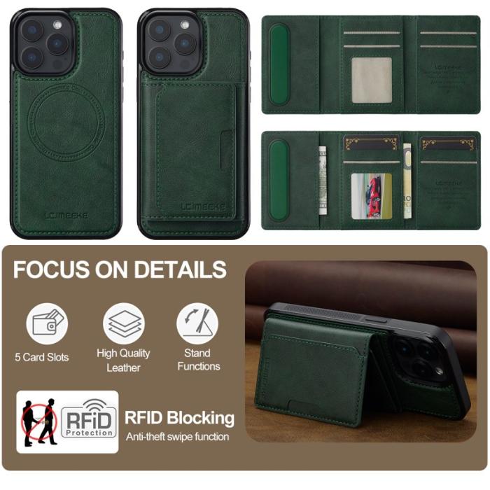 LC.imeeke - LC.IMEEKE L5 iPhone 14 Pro Max Fodral KonstLäder - Grön