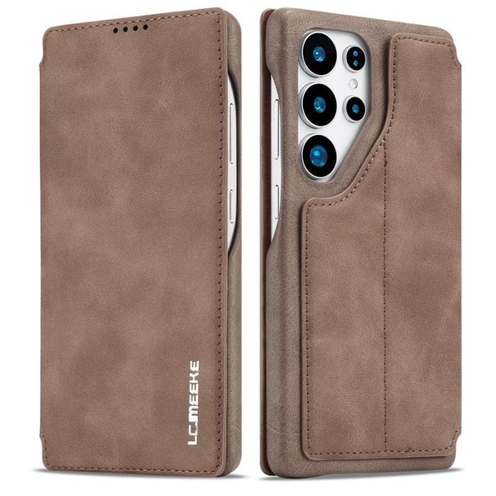LC.imeeke - LC.IMEEKE Samsung Galaxy S25 Ultra Fodral KonstLäder - Brun