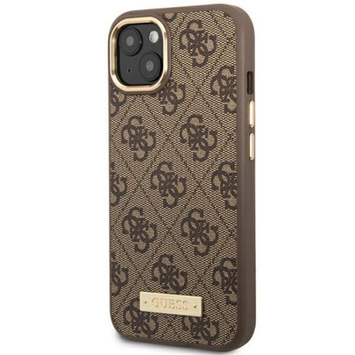 Guess - GUESS iPhone 14 Plus Mobilskal MagSafe Logo Plate - Brun