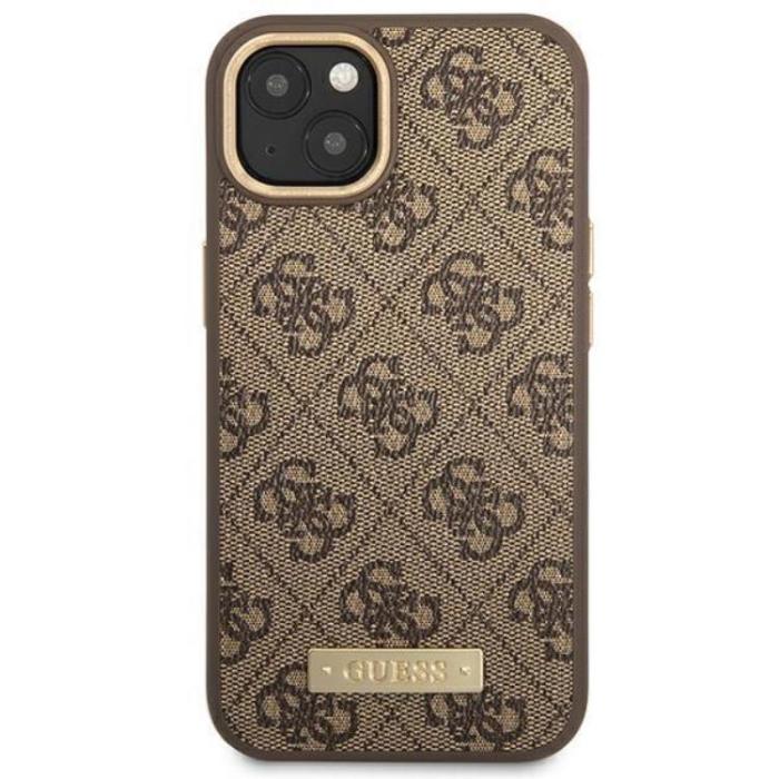 Guess - GUESS iPhone 14 Plus Mobilskal MagSafe Logo Plate - Brun