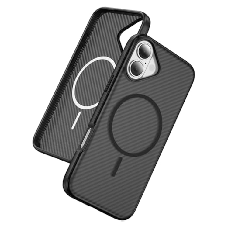 iPhone 17 Mobilskal MagSafe Carbon Fiber Anti-Slip (Svart) | 2353 | AlltMobil