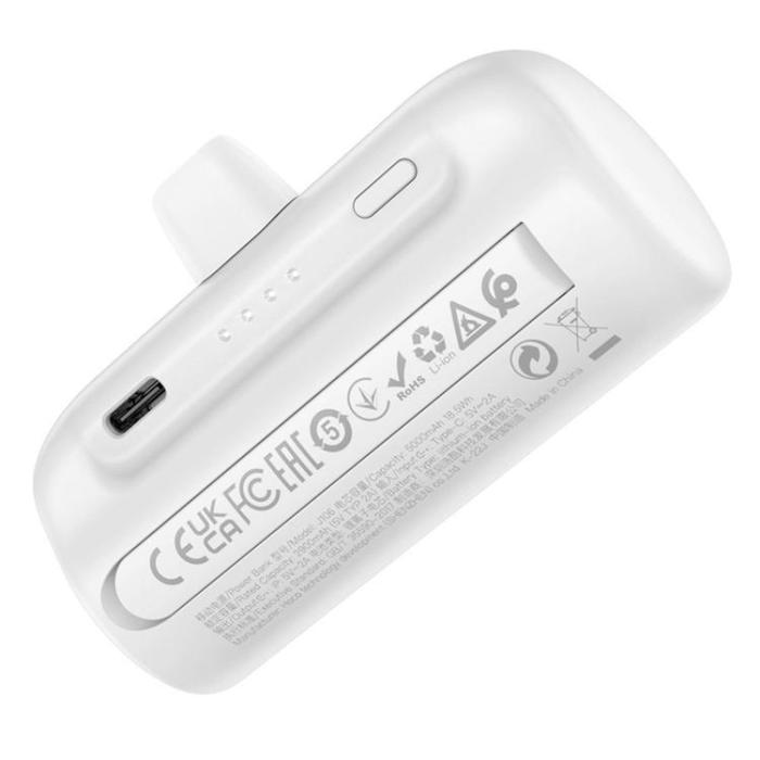 Hoco - Hoco Powerbank 5000 mAh med Inbyggd Kontakt Lightning 2A