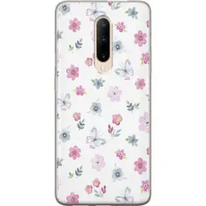 Gustaf - Mobilskal till OnePlus 7 Pro med Blommor och fj&auml;rillar