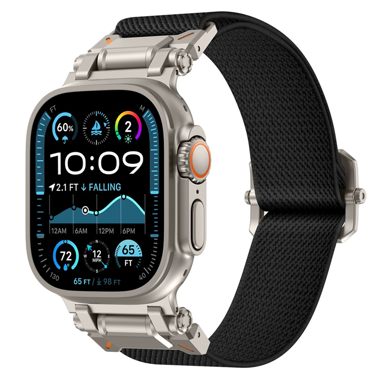 Apple Watch 42/44/45/46/49mm Armband Nylon - Svart | 5122 | AlltMobil