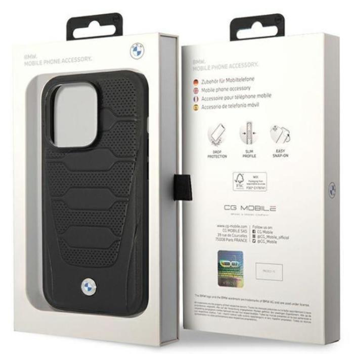BMW - BMW iPhone 14 Pro Mobilskal Magsafe Läder Seats Pattern - Svart