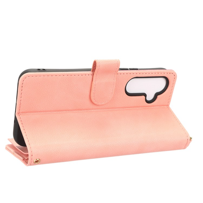 OEM - Galaxy A34 5G Plånboksfodral Zipper med Rem - Rosa