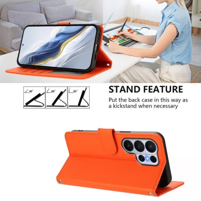 OEM - Samsung Galaxy S26 Ultra Fodral Äkta Läder Ställ - Orange