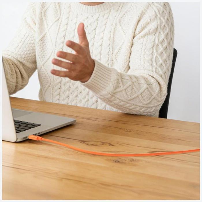 USAMS - USAMS USB-C till USB-C 60W Kabel 3A 1m Silikon U98 - Orange