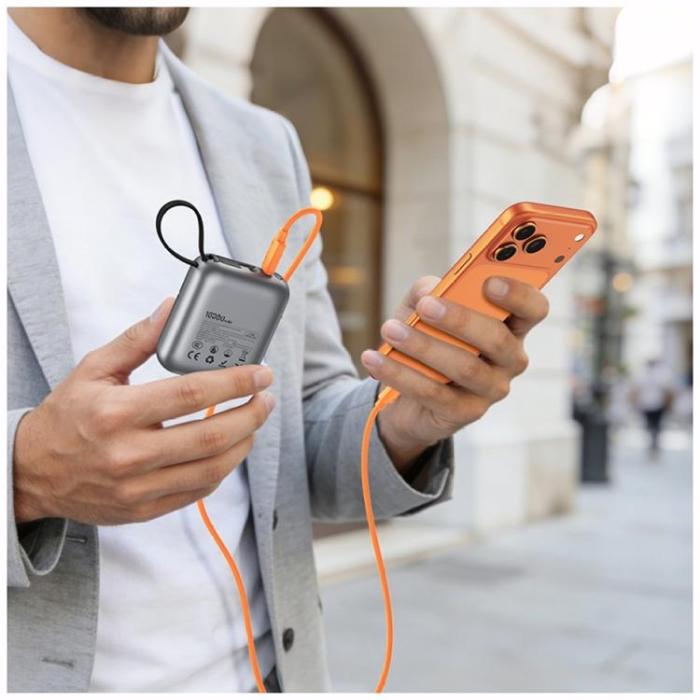 USAMS - USAMS USB-C till USB-C 60W Kabel 3A 1m Silikon U98 - Orange