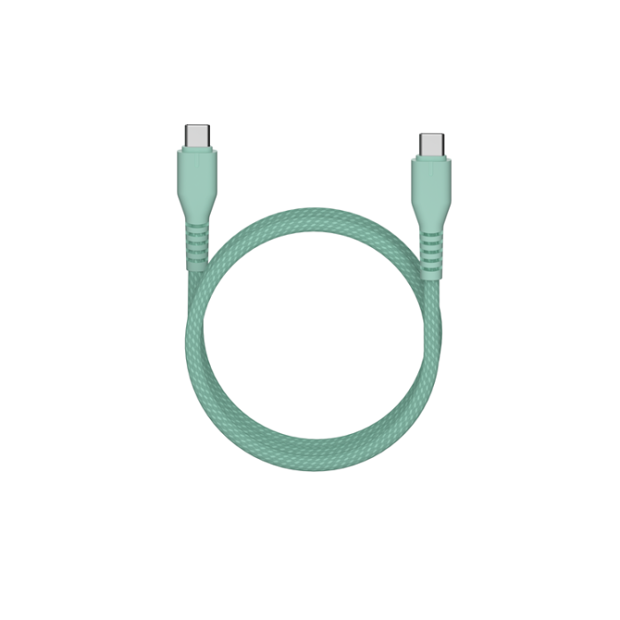 QUALO - QUALO USB-C till USB-C Kabel 3A 1.5m Nylon QKN-CC-21 - Mynta