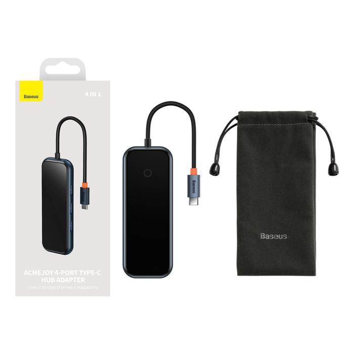 BASEUS - Baseus 4-Port Hub - Mörkgrå