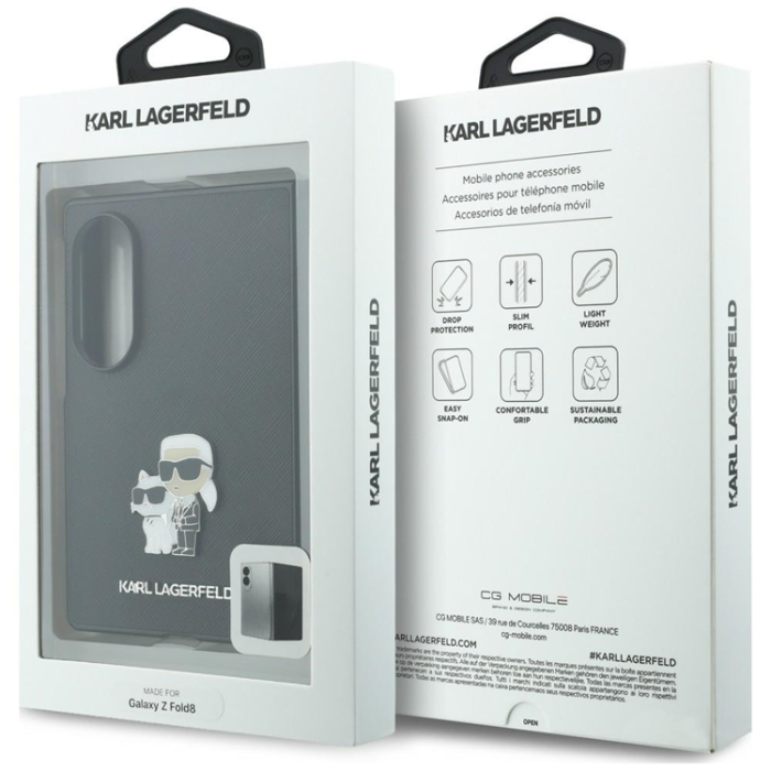 KARL LAGERFELD - Karl Lagerfeld Mobilskal För Galaxy Z Fold 8 Saffiano Karl&Choupette Pin - Svart