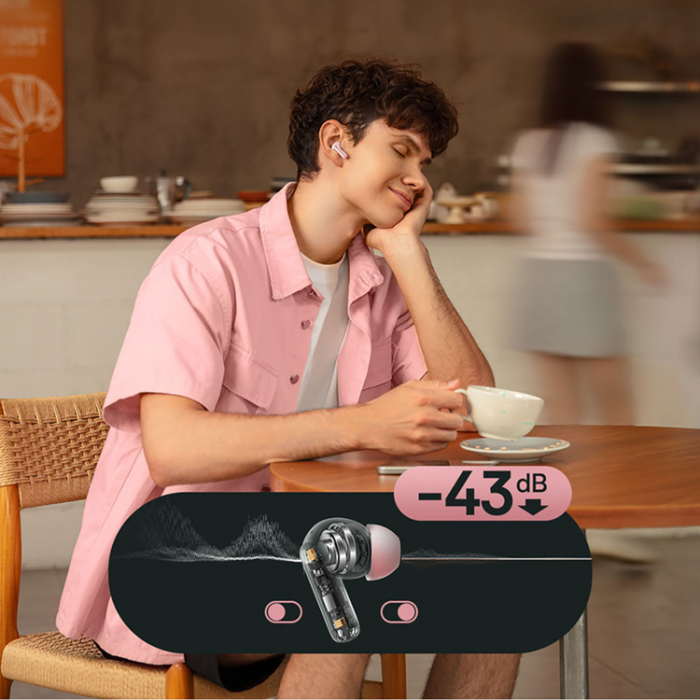 BASEUS - BASEUS EP10 TWS Trådlösa Hörlurar In-Ear med ANC - Rosa