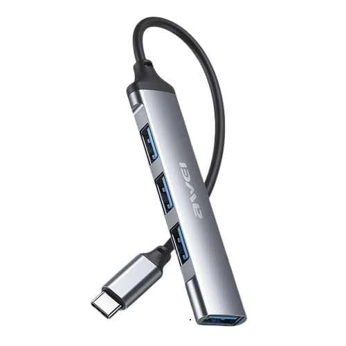 Awei USB-C till USB-A 4-Portar Hubb CL-150T - Svart | 311 | AlltMobil