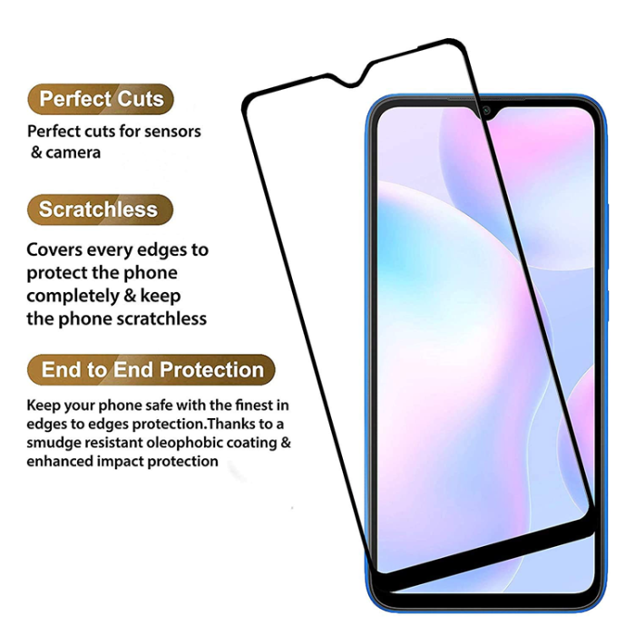 A-One Brand - [1-PACK] Xiaomi Redmi 9A/9AT Härdat Glas Skärmskydd - Svart