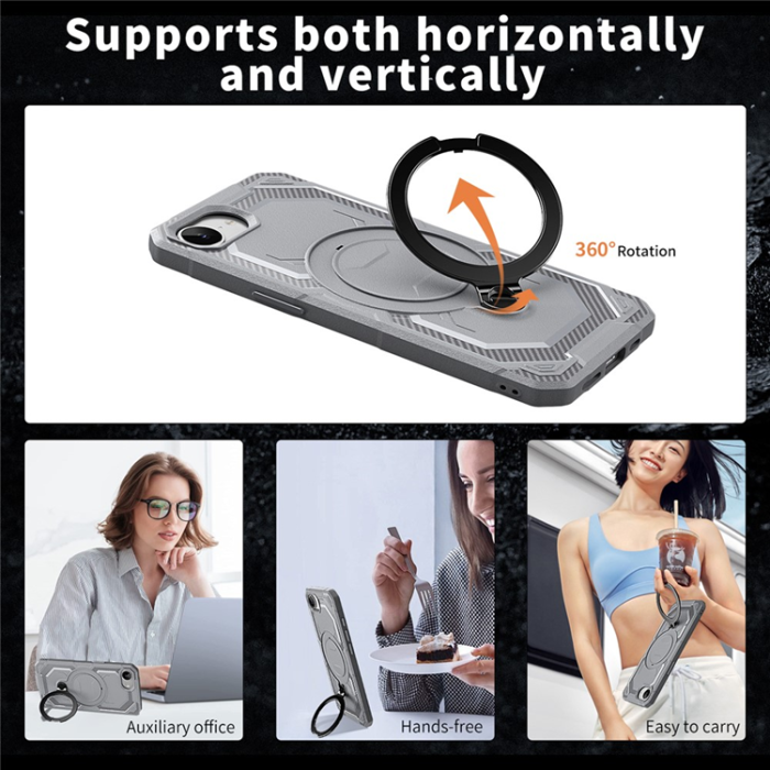 A-One Brand - iPhone 16e Mobilskal MagSafe Kickstand TPU + PC - Grå