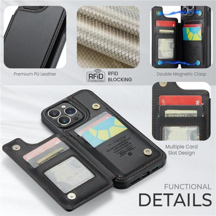 Caseme - CASEME iPhone 14 Pro Max Mobilskal Korthållare C22 RFID - Svart