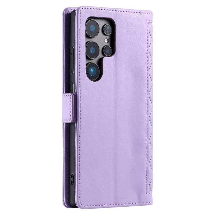 OEM - Samsung Galaxy S26 Ultra Fodral Äkta Läder Rhombus Textur - Lila