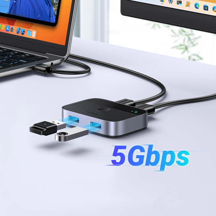 Ugreen - Ugreen 2in1 Adapter 2xUSB-A 3.0 (input) 2xUSB-A (output) - Grå