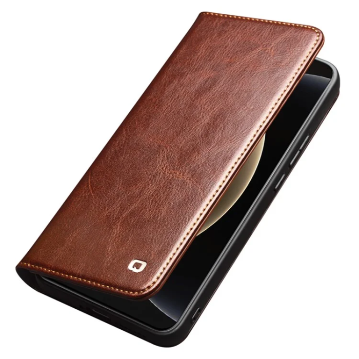 QIALINO - Qialino Xiaomi 15 Ultra Plånboksfodral Äkta Läder Cow - Brun