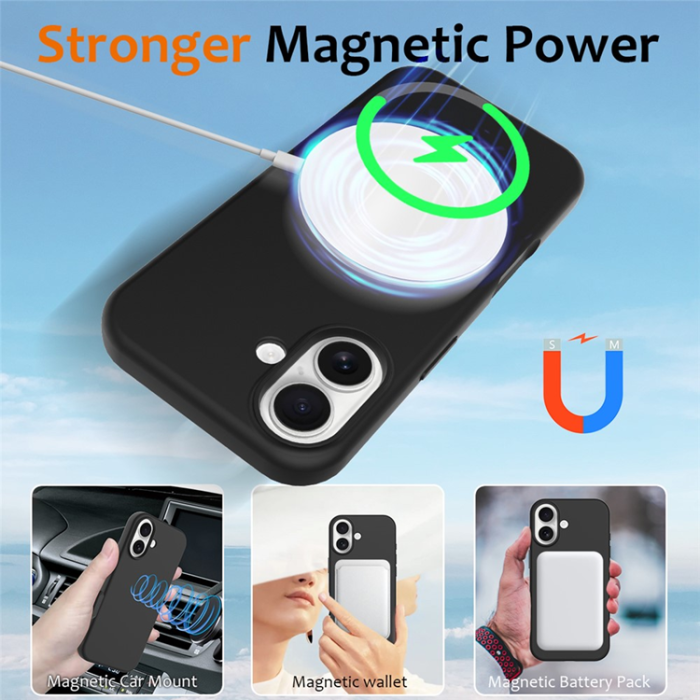 A-One Brand - iPhone 17 Mobilskal MagSafe Silikon Anti-Drop - Svart
