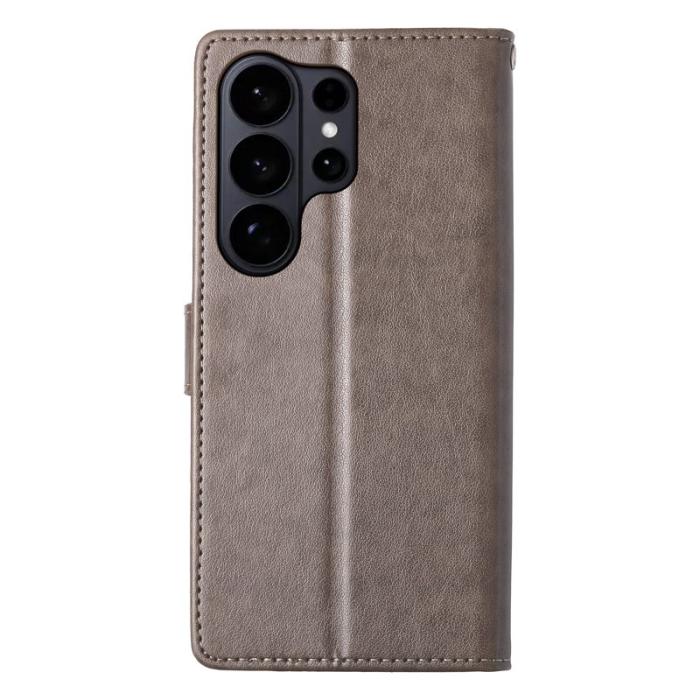 OEM - Samsung Galaxy S26 Ultra Plånboksfodral Konstläder Blomtryck - Grå