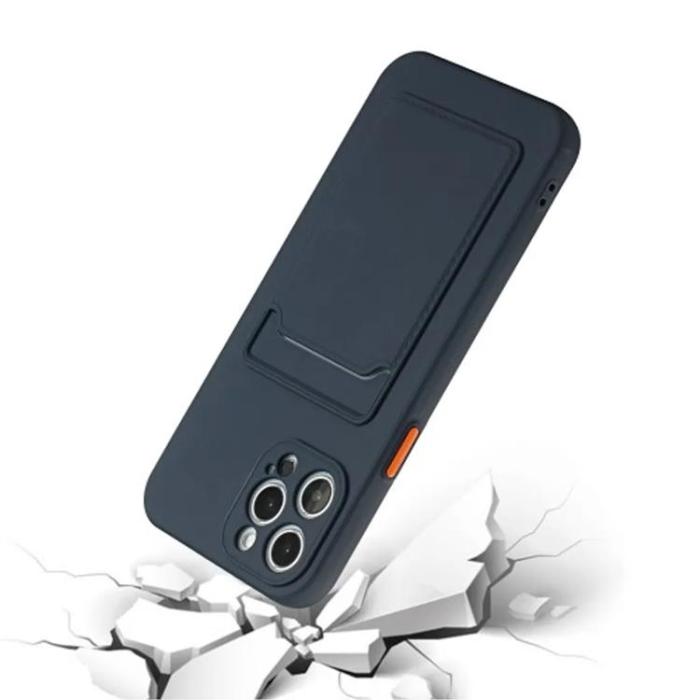 Taltech - iPhone 15 Pro Mobilskal Korthållare TPU - Mörkblå
