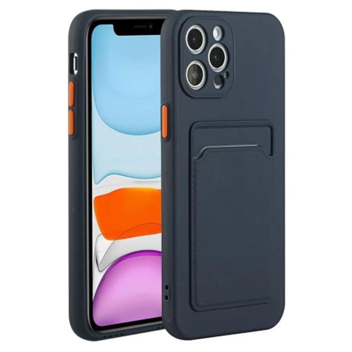 Taltech - iPhone 15 Pro Mobilskal Korthållare TPU - Mörkblå