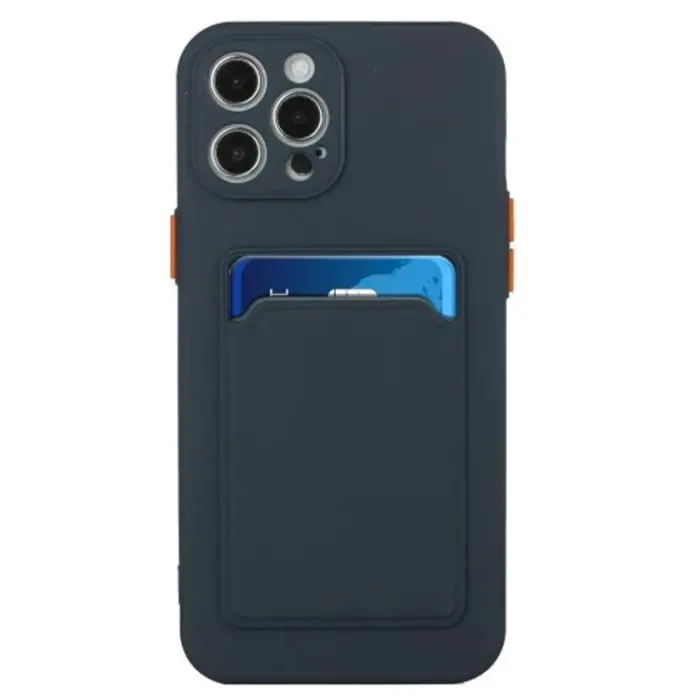 Taltech - iPhone 15 Pro Mobilskal Korthållare TPU - Mörkblå