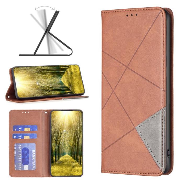 OEM - Mobilskal till Samsung Galaxy S26 Ultra Geometrisk Prägling Äkta Läder - Brun