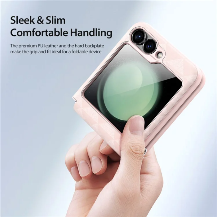 Dux Ducis - Dux Ducis Galaxy Z Flip 6 Mobilskal Fitt Rhombus Läder - Rosa