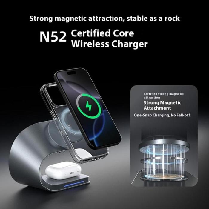 OEM - 3-in-1 Qi2 Trådlös Laddare Magsafe iPhone, Apple Watch, AirPods