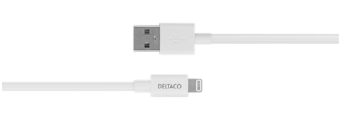 UTGATT1 - Deltaco MFI USB Till Lightning Kabel 0.5 m - Vit