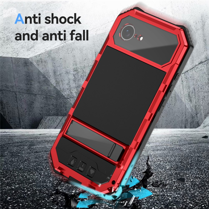 R-JUST - R-JUST iPhone 16e Mobilskal med Härdat Glas - Röd