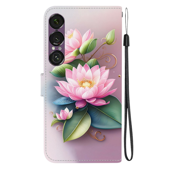 A-One Brand - Sony Xperia 1 VII Plånboksfodral med Lanyard Printing - Lotus