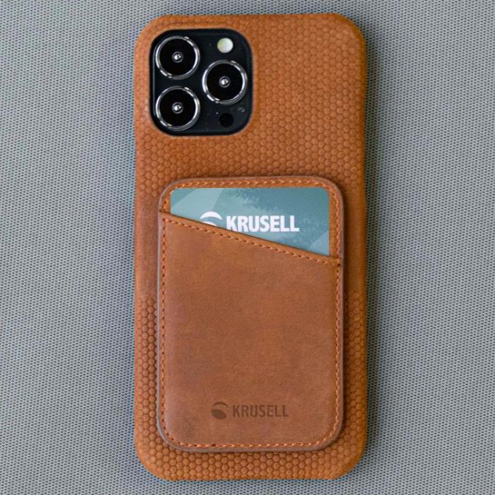 Krusell - Krusell Magnetisk Korthållare MagSafe till iPhone - Cognac
