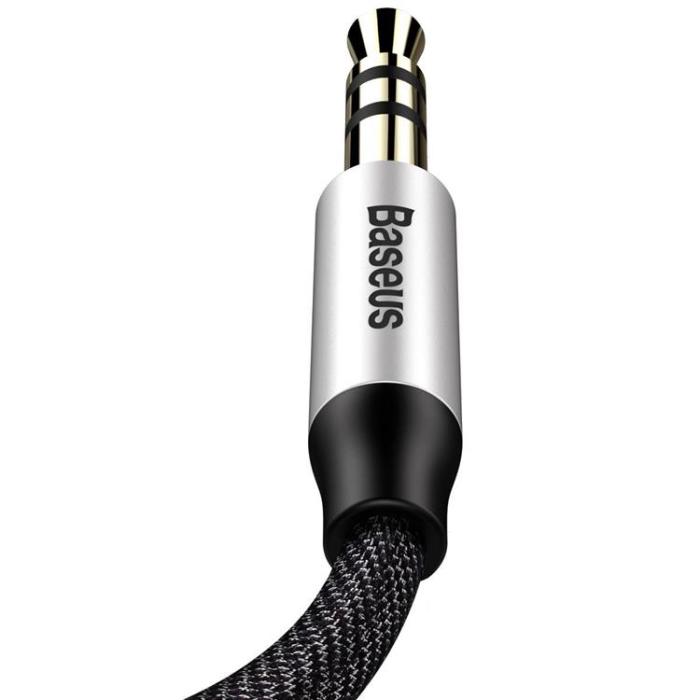 BASEUS - Baseus Stereo AUX Audio 3.5 mm Male Mini Jack 1m Silver/Svart