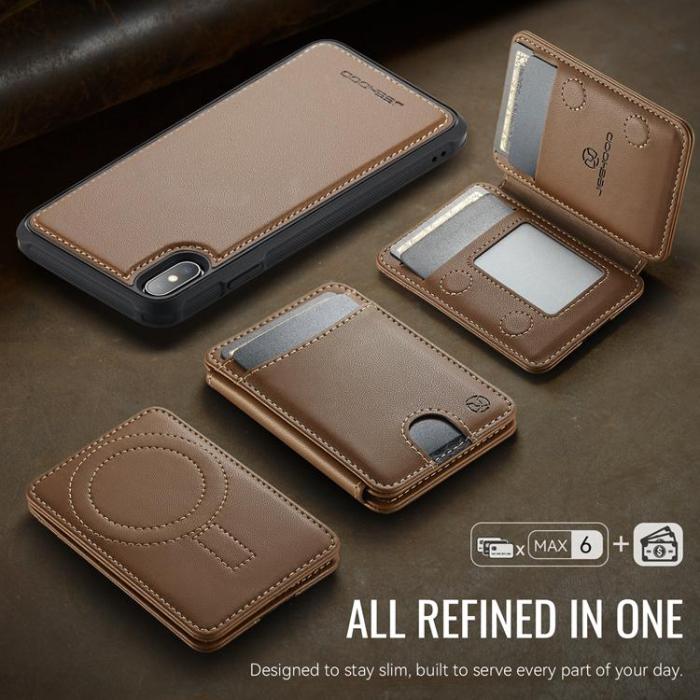 OEM - JEEHOOD Mobilskal till iPhone XS Max MagSafe Läder - Brun