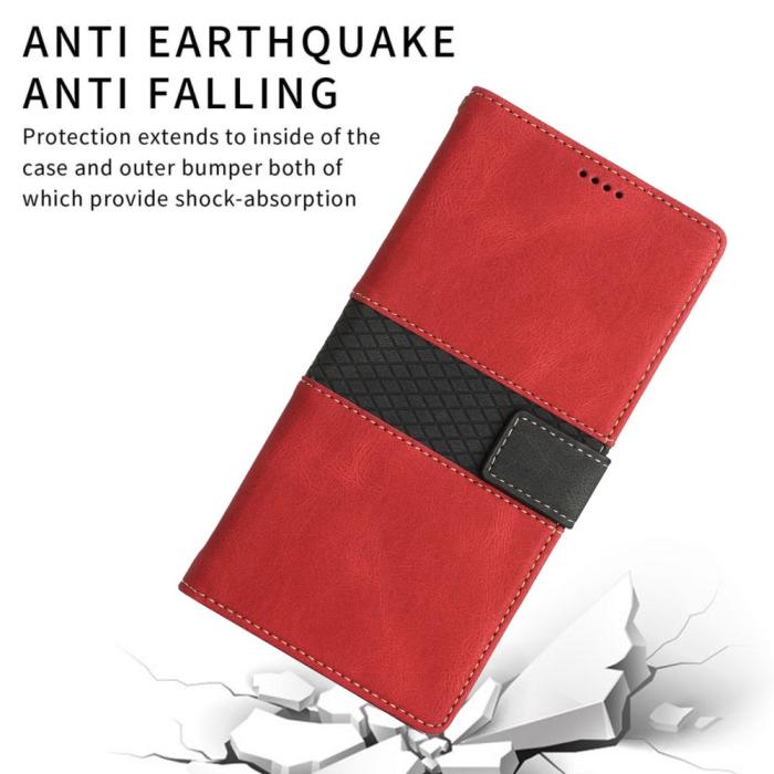 A-One Brand - Splicing Design iPhone 13 Plånboksfodral - Röd