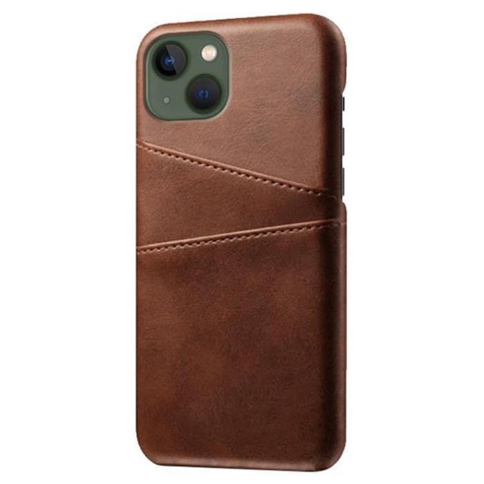 OEM - iPhone 15 Plus Mobilskal Korthållare PU-Läder - Brun