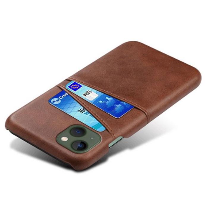 OEM - iPhone 15 Plus Mobilskal Korthållare PU-Läder - Brun