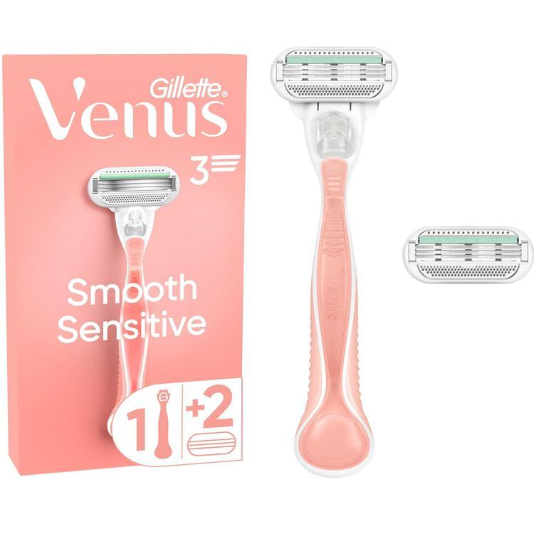 Gillette Rakhyvel Smooth Sensitive + 2st rakblad - Rosa | 264 | AlltMobil