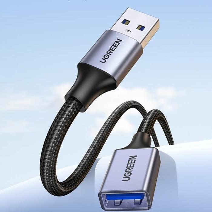 Ugreen - UGreen USB female Till USB male Extensionssladd 2m - Grå