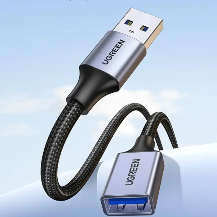 Ugreen - UGreen USB female Till USB male Extensionssladd 2m - Grå