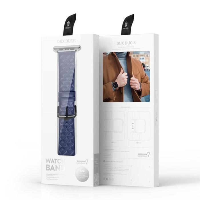 Dux Ducis - Dux Ducis Apple Watch 2/3/4/5/6/7/8/SE (41/40/38 mm) Armband Äkta Läder - Blå