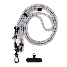 A-One Brand - Crossbody Mobilrem Lanyard Justerbar 7mm - Grå/Vit