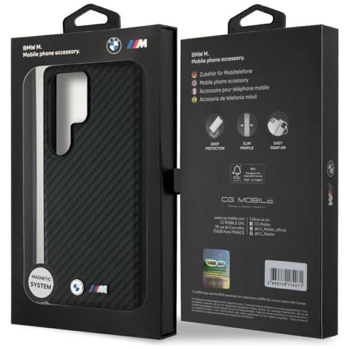 BMW - BMW Galaxy S25 Ultra Mobilskal MagSafe Läder Carbon - Svart