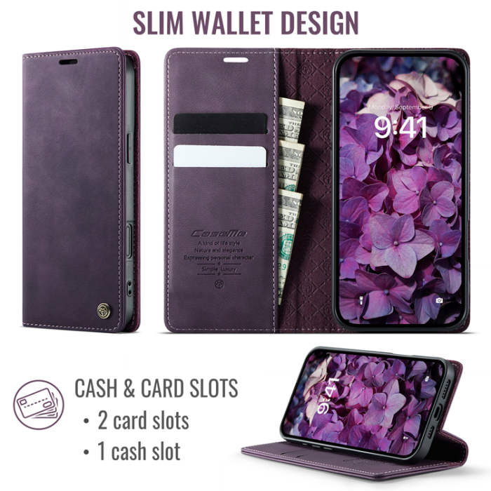 Caseme - Caseme iPhone 17 Plånboksfodral RFID Blocking 033 Series - Lila